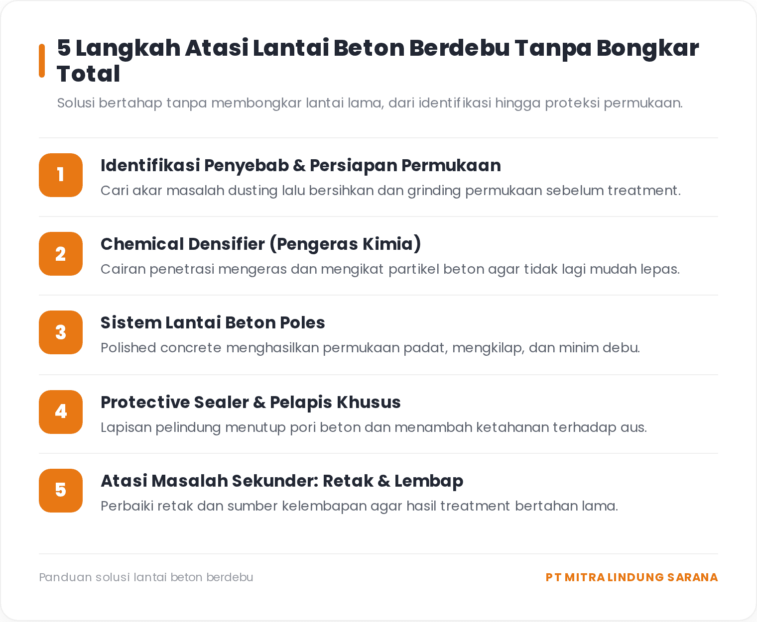 Solusi Lantai Beton Berdebu (Dusting) Tanpa Bongkar Total 1 5 langkah atasi lantai beton berdebu tanpa bongkar total