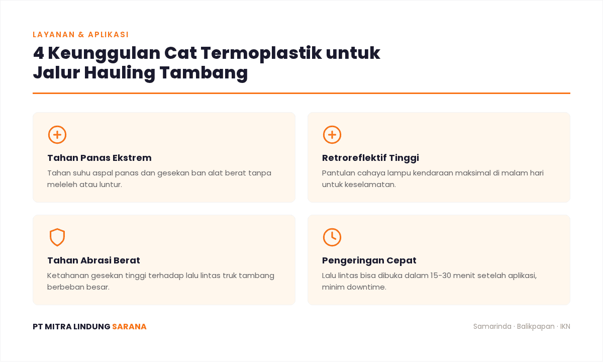 Infografis: 4 Keunggulan Cat Termoplastik untuk Jalur Hauling Tambang