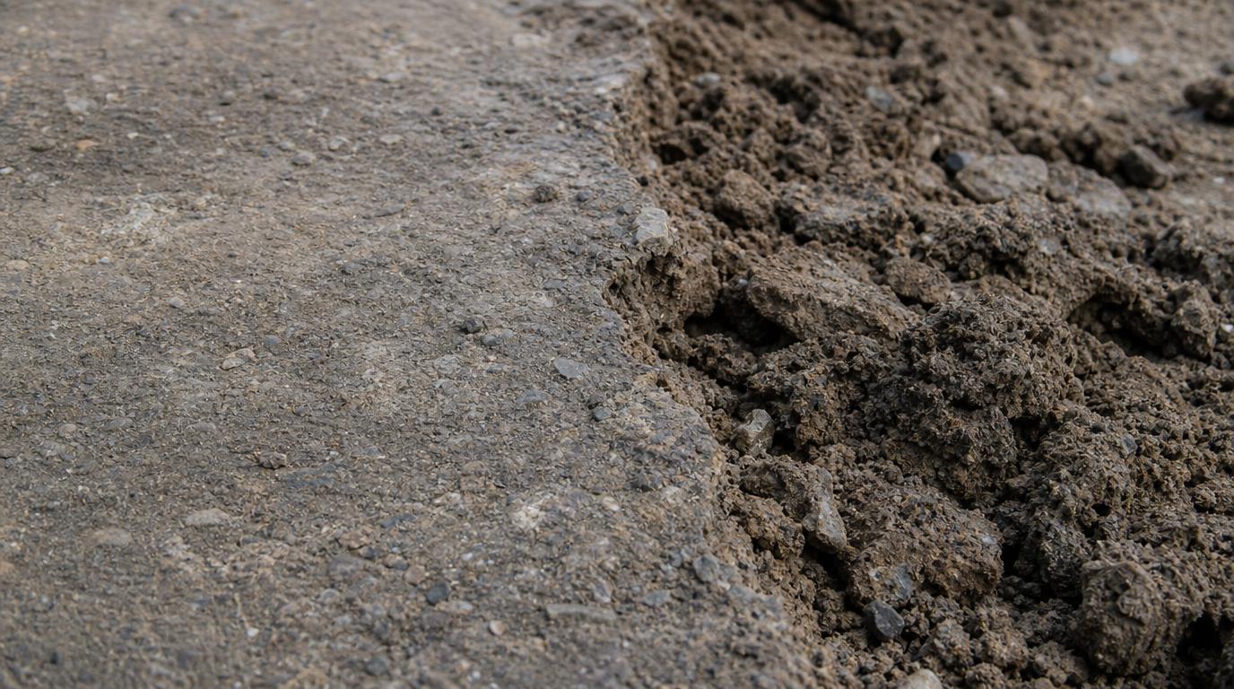 Metode Soil Stabilization (Perbaikan Tanah) di Lahan IKN 1 Tekstur tanah yang telah melalui proses soil stabilization, keras dan padat seperti batu