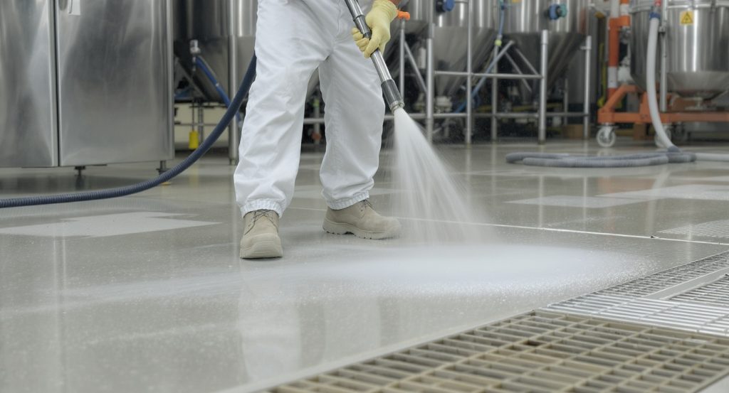 Proses Pengerjaan Lantai Pabrik Makanan Jawa Barat