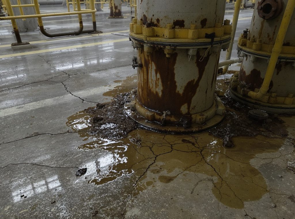 Kerusakan Lantai Pabrik Akibat Bahan Kimia