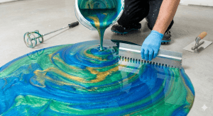 Ilustrasi cara mengerjakan epoxy lantai per meter persegi.